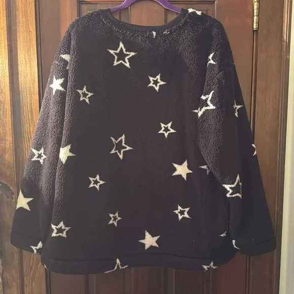 LOFT Star Print Sherpa Sweatshirt - Picture 3 of 11